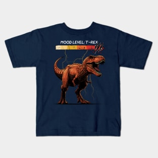 Warning: Mood Level – T-Rex Kids T-Shirt